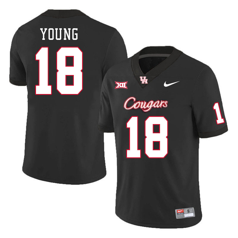 Men #18 Koby Young Houston Cougars College Football Jerseys Stitched-Black